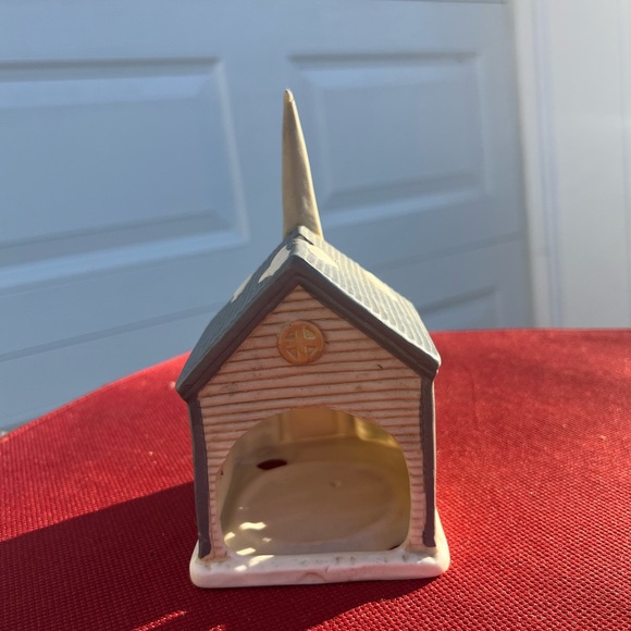 Vintage Colonial Candle Porcelain Church  Votive  Candle Holder - Picture 3 of 4